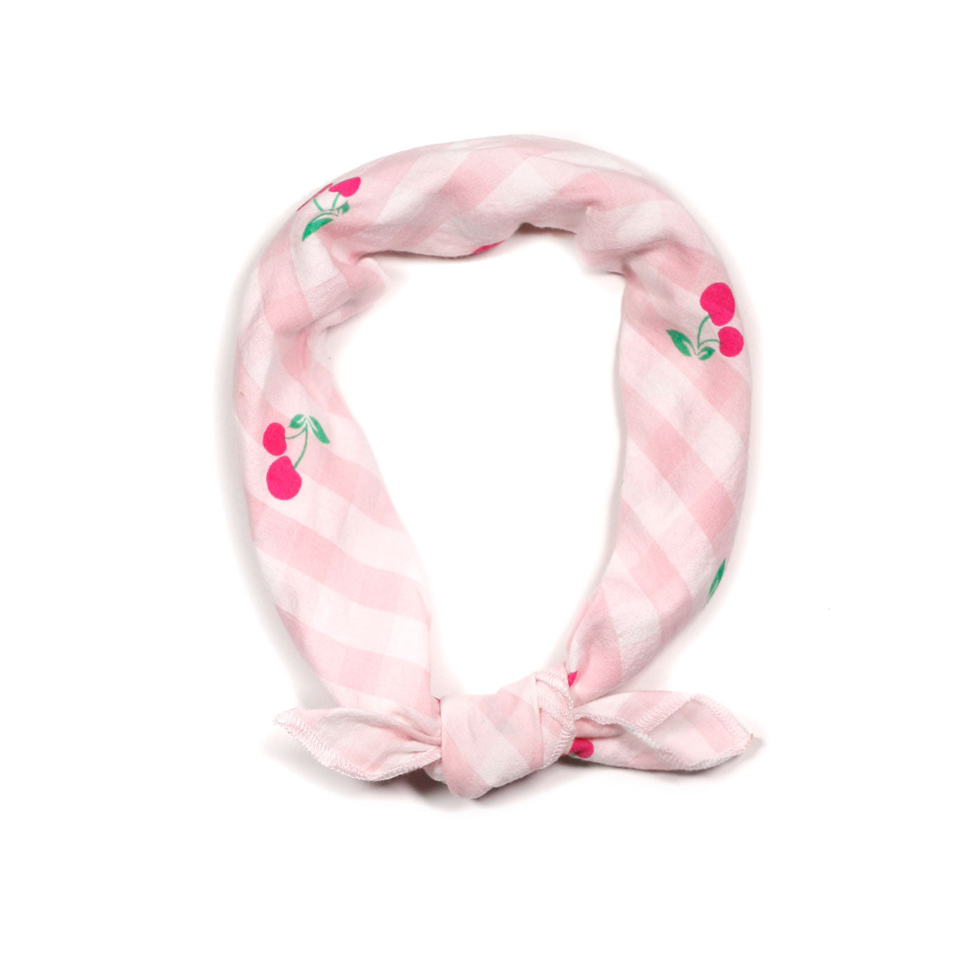 Pink Gingham Cherry Print Bandana