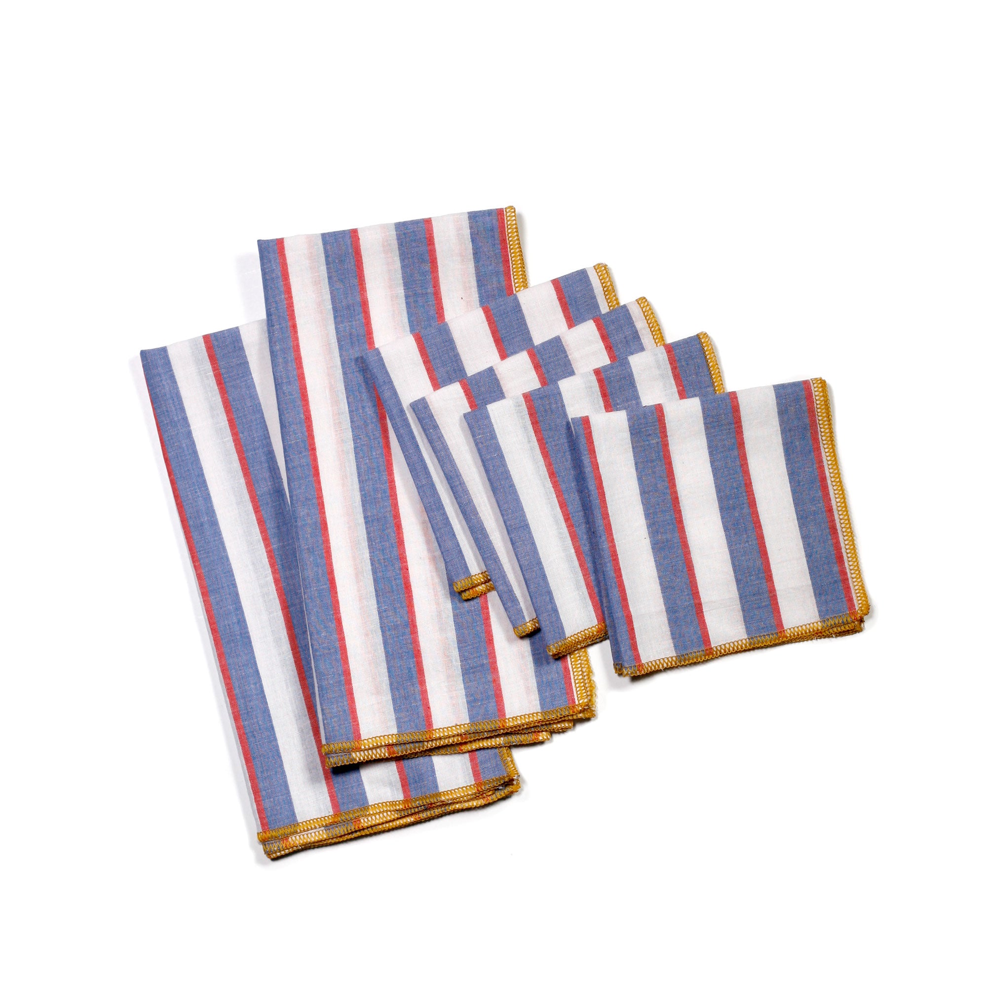 Mondrian Primary Colors Striped Cocktail Napkins, Set of 4