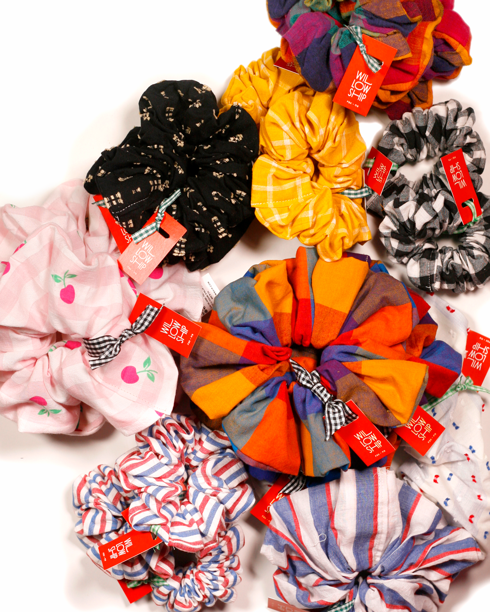 Zero-Waste Scrunchie: Cherries Gingham Hair Accessory