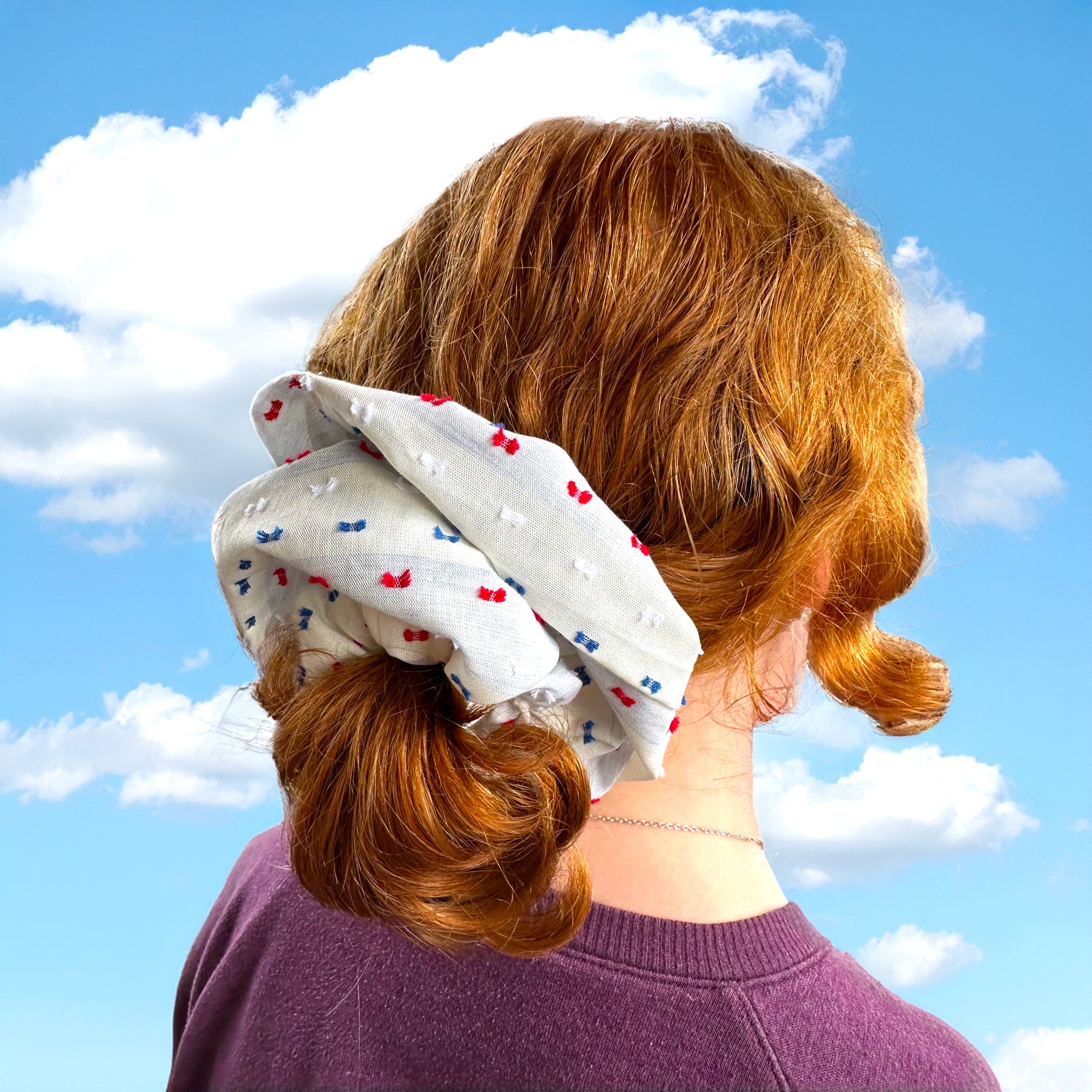 Jumbo Zero-Waste Scrunchie: Bows Adorable Primary Color Hair Accessory