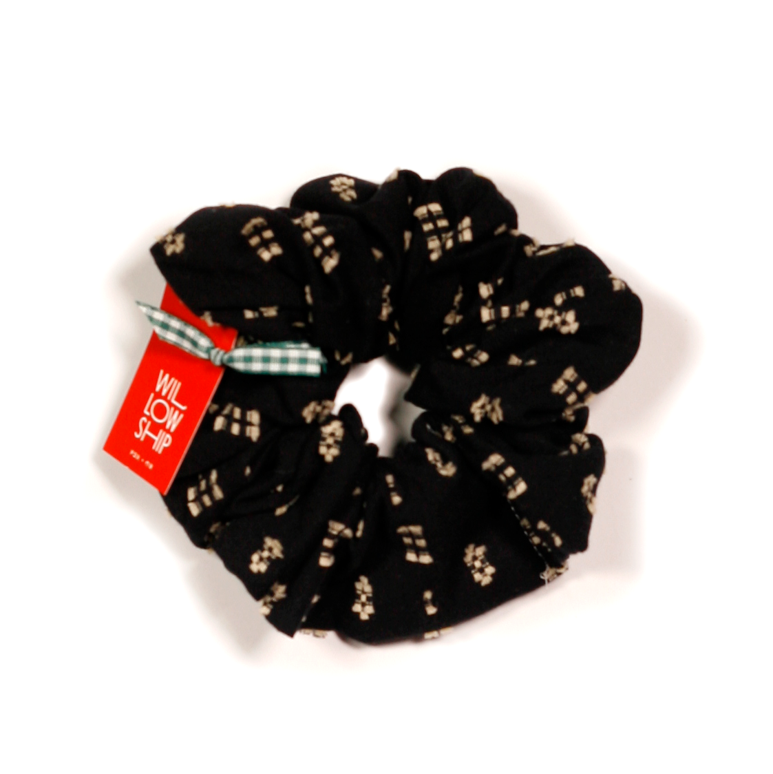 Zero-Waste Scrunchie: Black Folk Stitchwork Hair Accessory