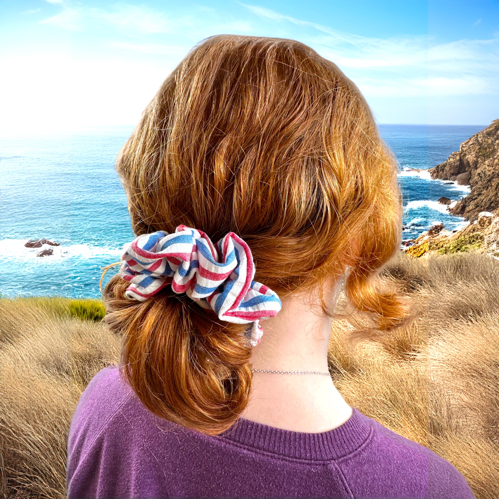 Zero-Waste Scrunchie: Parlor Primary Color Stripe Hair Accessory