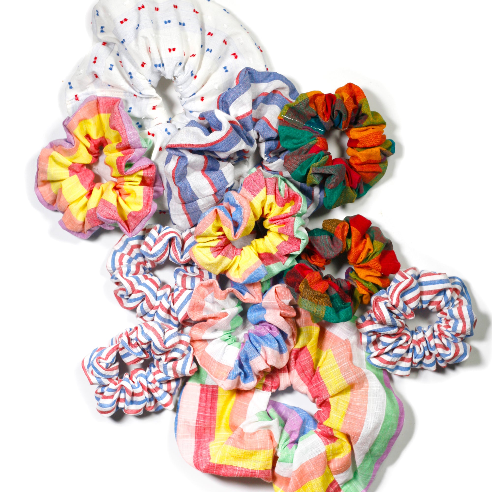 Zero-Waste Scrunchie: Parlor Primary Color Stripe Hair Accessory