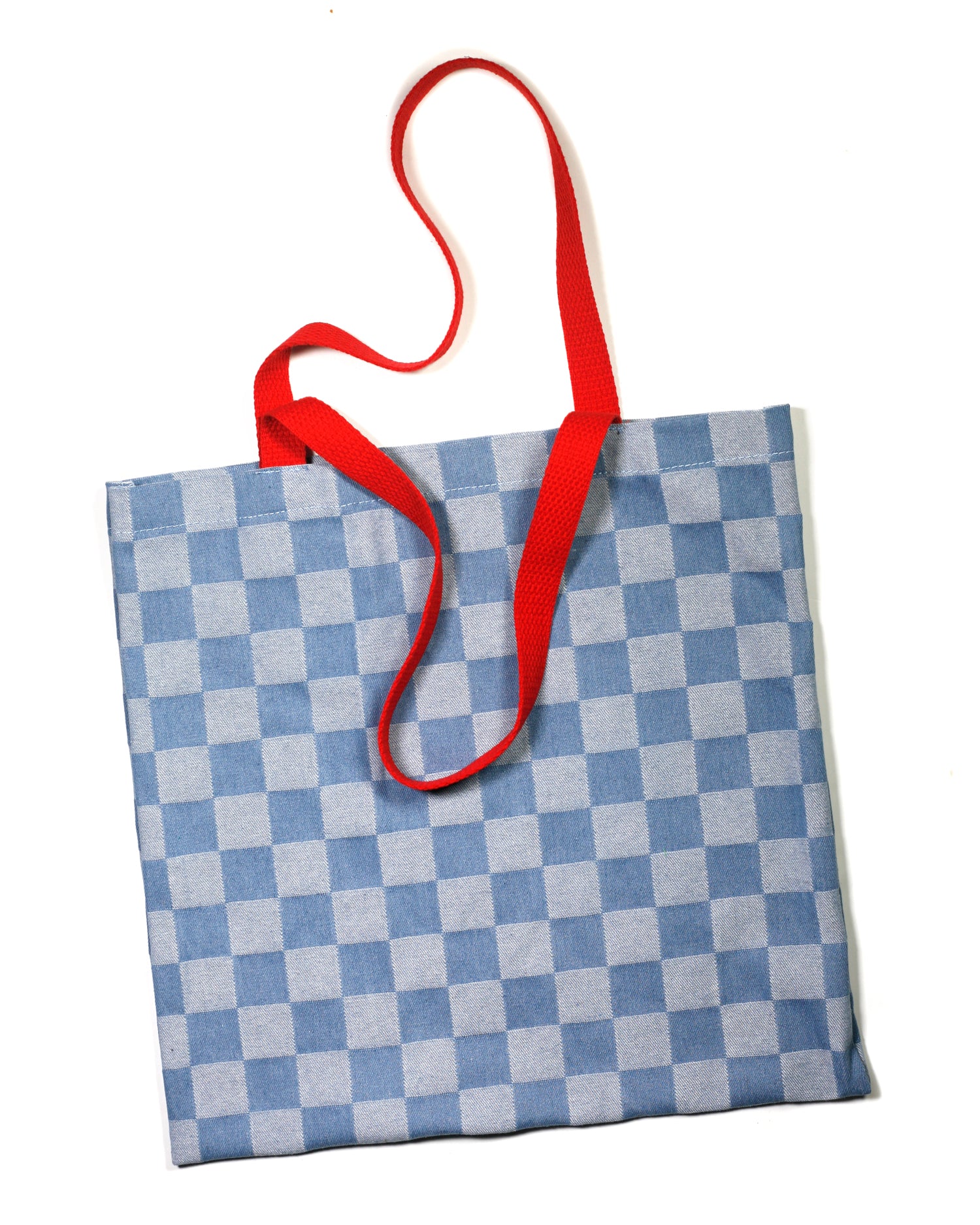 Tote Bag: Check You Later Blue Denim Checkerboard Bag