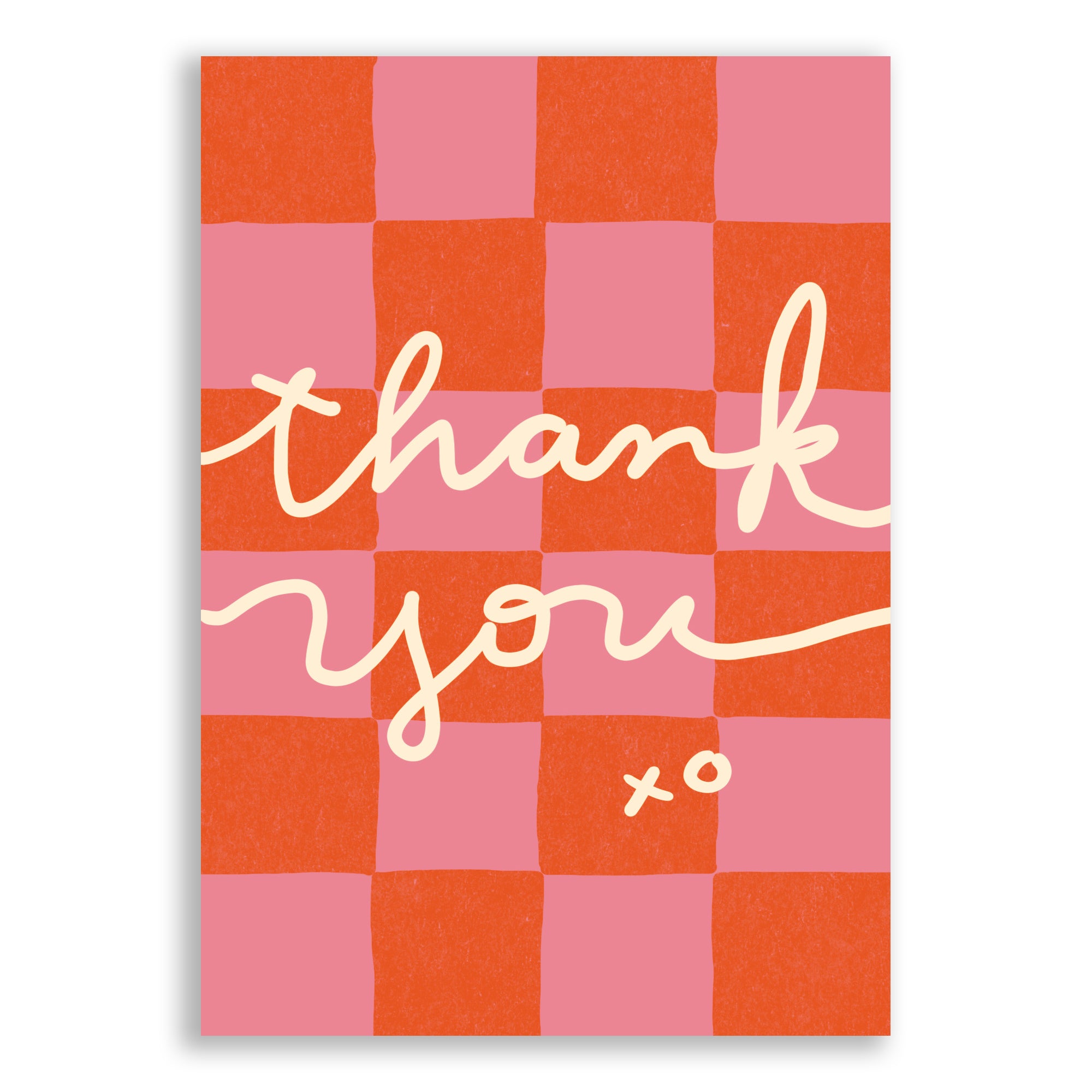 Thank you xo - Modern Checkerboard Thank you Card