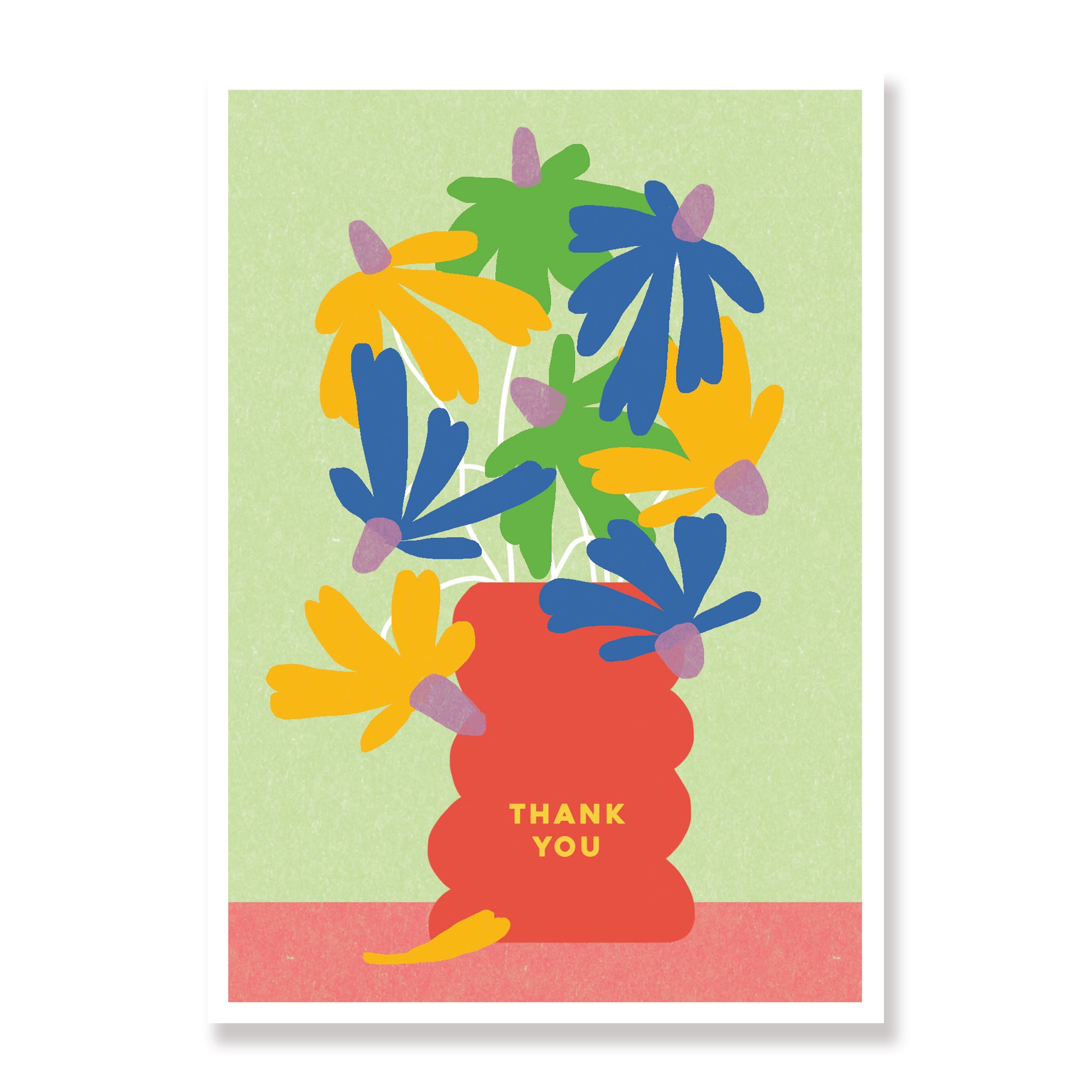 Red Curves - Modern Floral Thank You Card