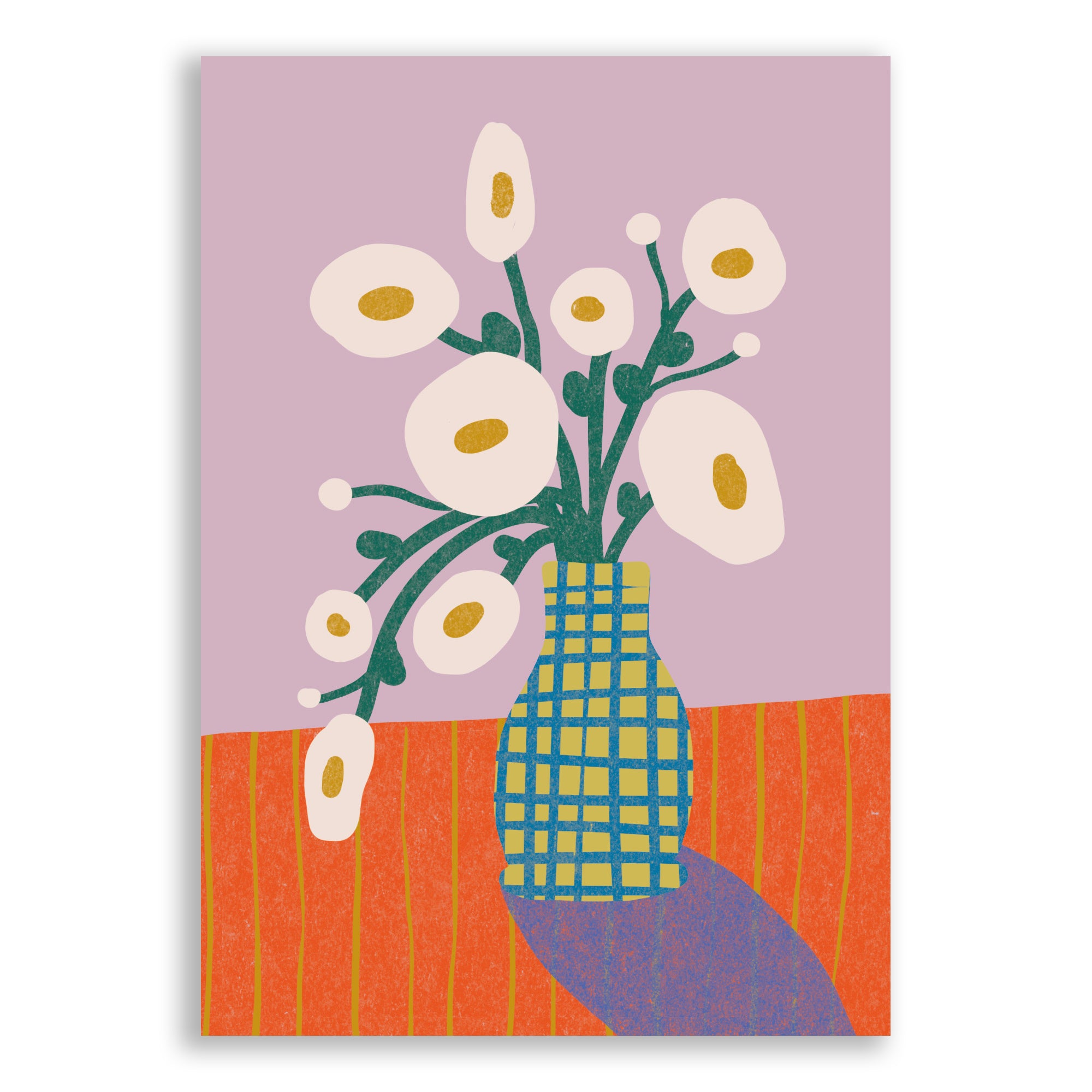 Textured Vase - Hand-Illustrated Modern Floral Greeting Card