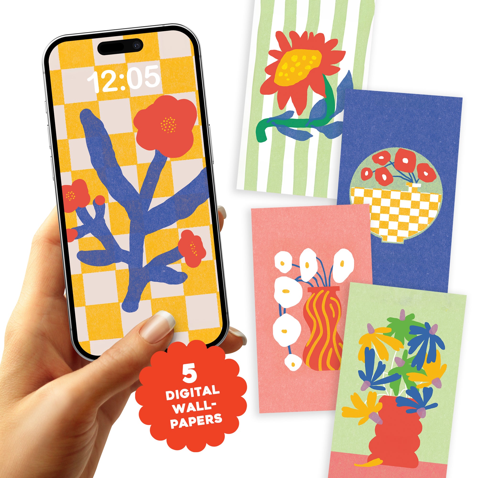Digital Wallpaper Collection: 5 Modern Florals for a Happier Phone