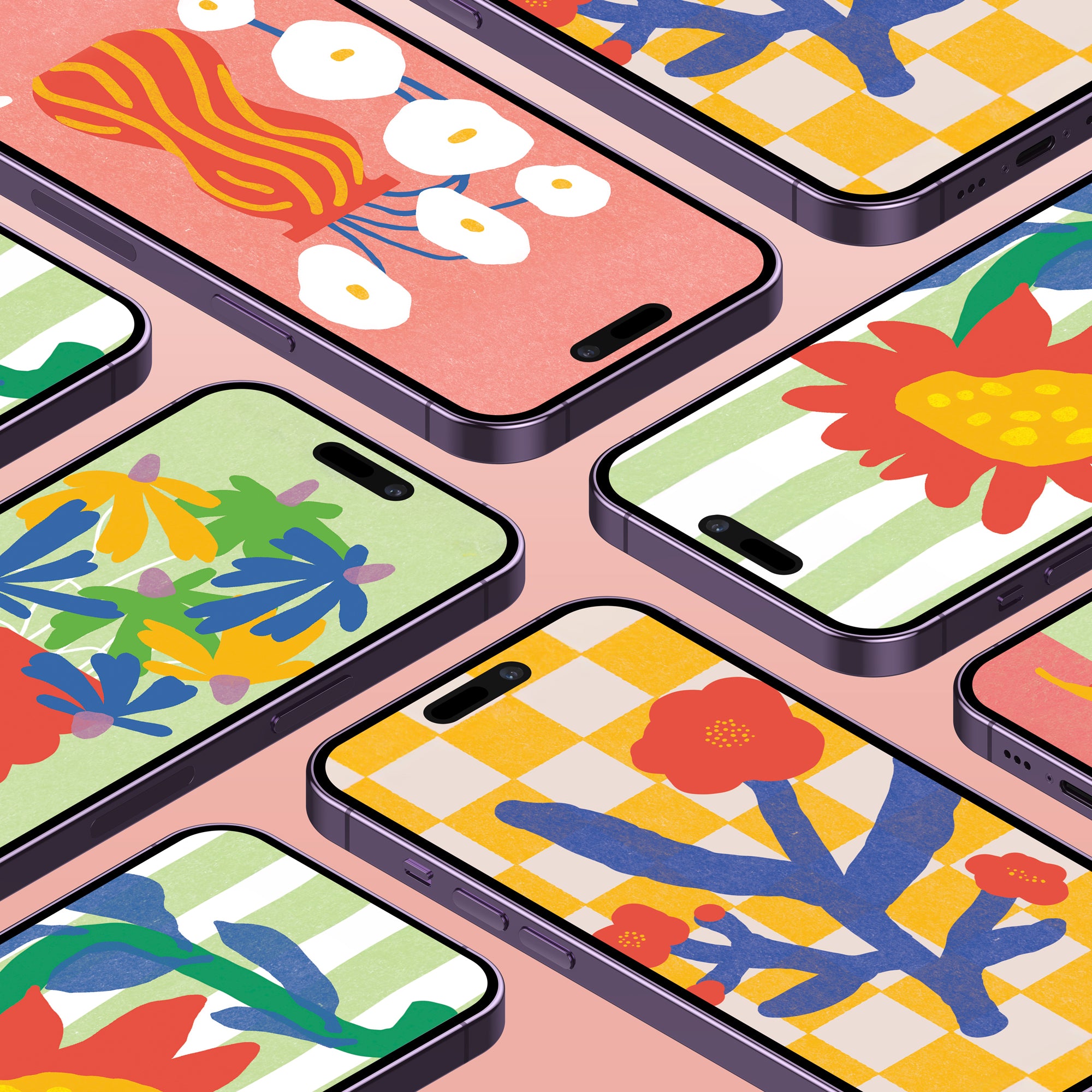 Digital Wallpaper Collection: 5 Modern Florals for a Happier Phone