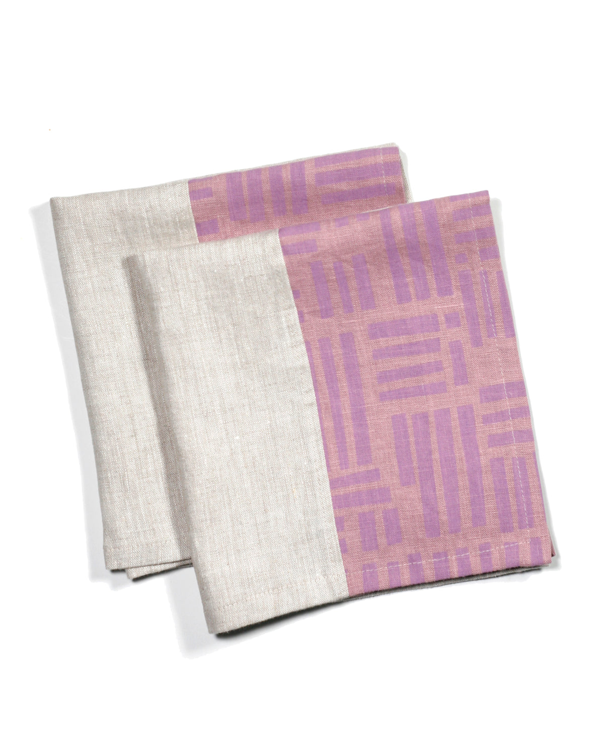 Color-blocked Linen Dinner Napkins: Amethyst