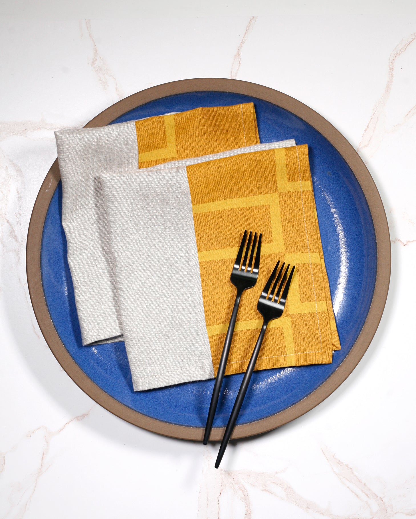 Color-blocked Linen Dinner Napkins: Sunshine