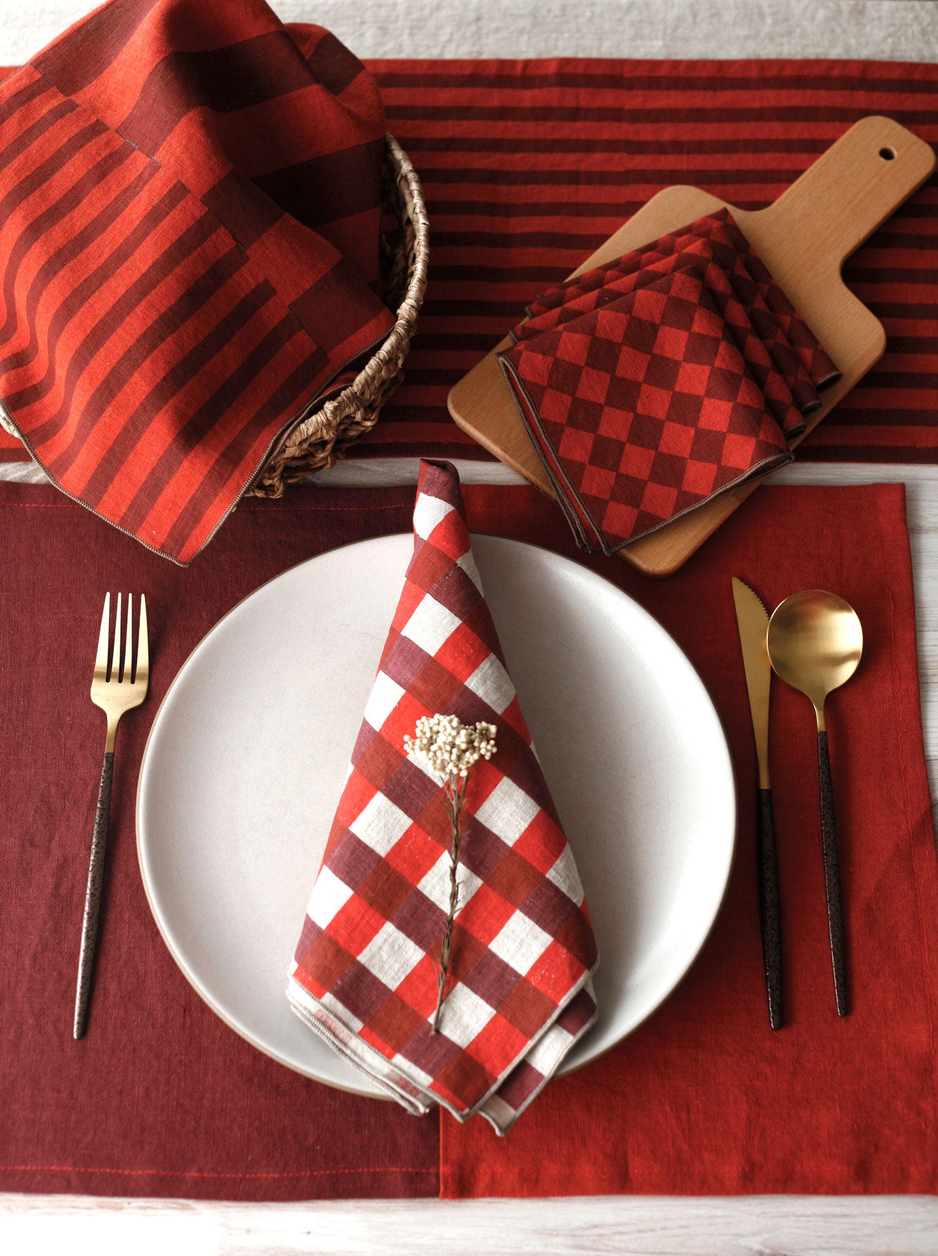 The Holiday Table | Striped Tea Towel in Ruby