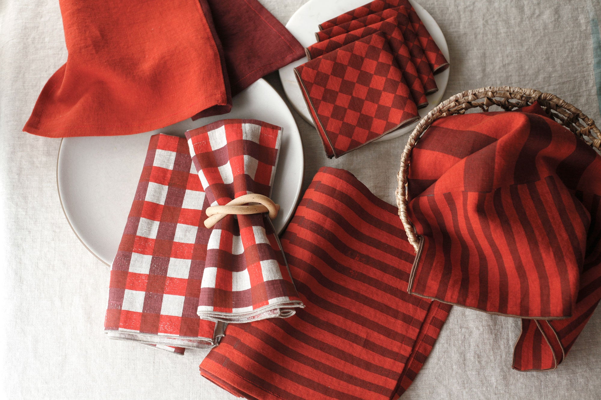 The Holiday Table | Plaid Dinner Napkins in Mulled Wine - Set of 2
