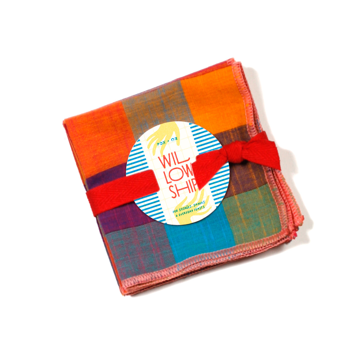 Fruit Salad Buffalo Check Cocktail Napkins – Colorful Cotton Cloth Napkins (Set of 4)