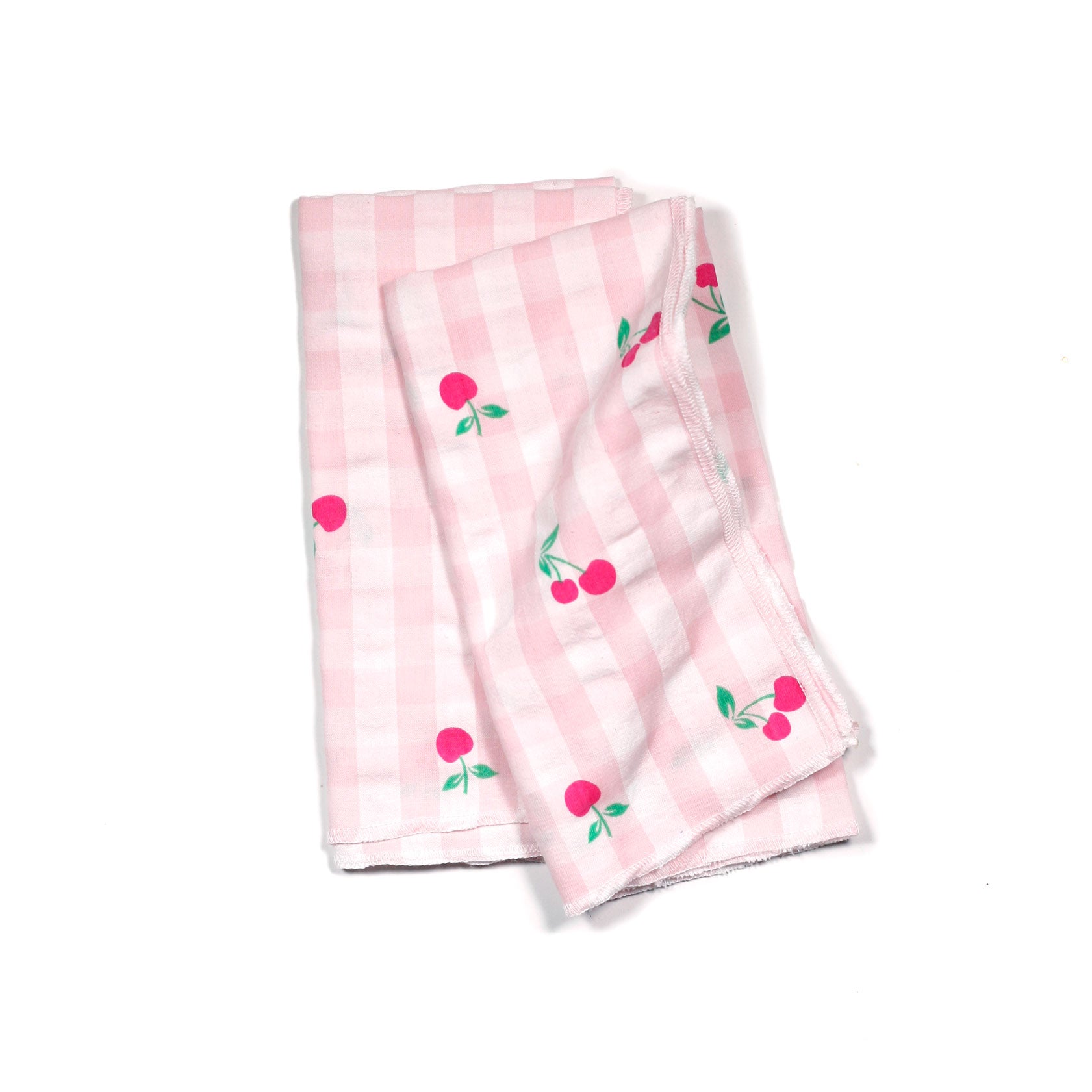 Cherries Pink Gingham Cloth Dinner Napkins