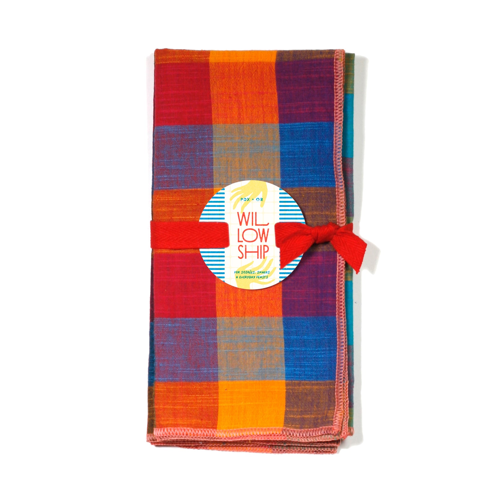 Fruit Salad Buffalo Check Dinner Napkins – Colorful Cotton Cloth Napkins (Set of 2)