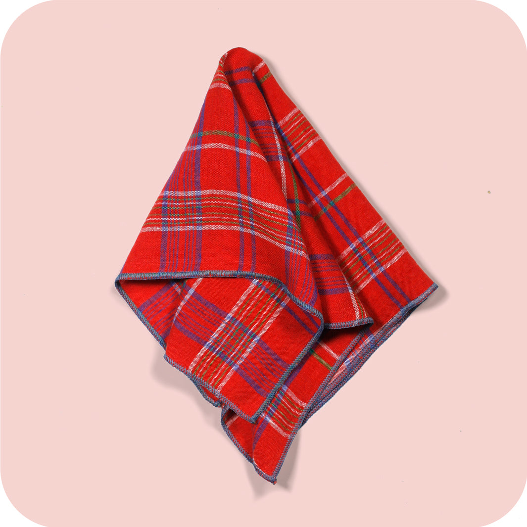 The Very Merry Table - 100% Linen Plaid Dinner Napkins, Set of 2