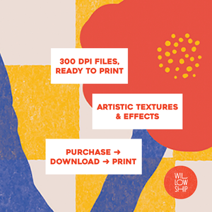 Close-up of hand-illustrated floral print with red blooms and blue stems, set on a yellow and cream checkerboard background.