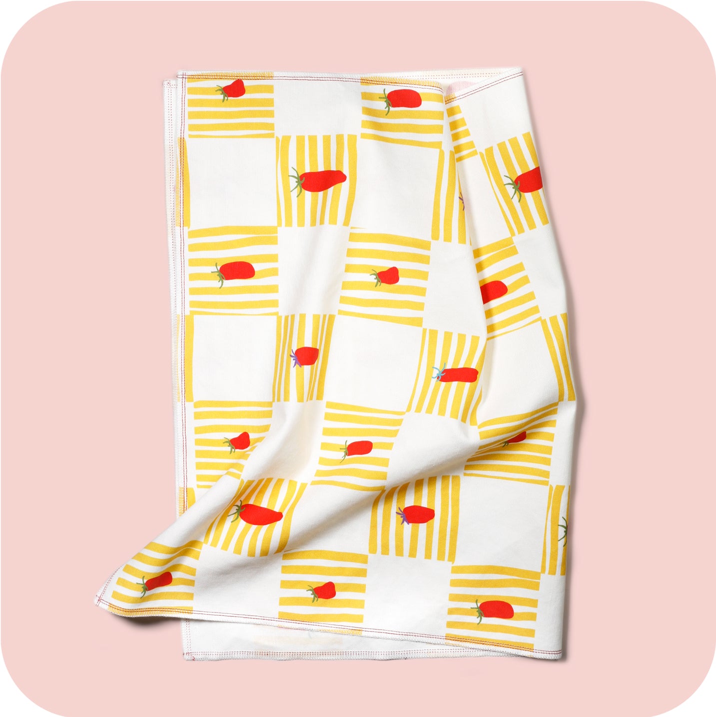 Roma Checkerboard - Linen/Cotton Illustrated Tea Towel