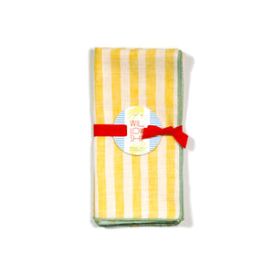 Cabana Citron dinner napkin set in packaging – sustainable cotton cloth napkins made in Portland, Oregon