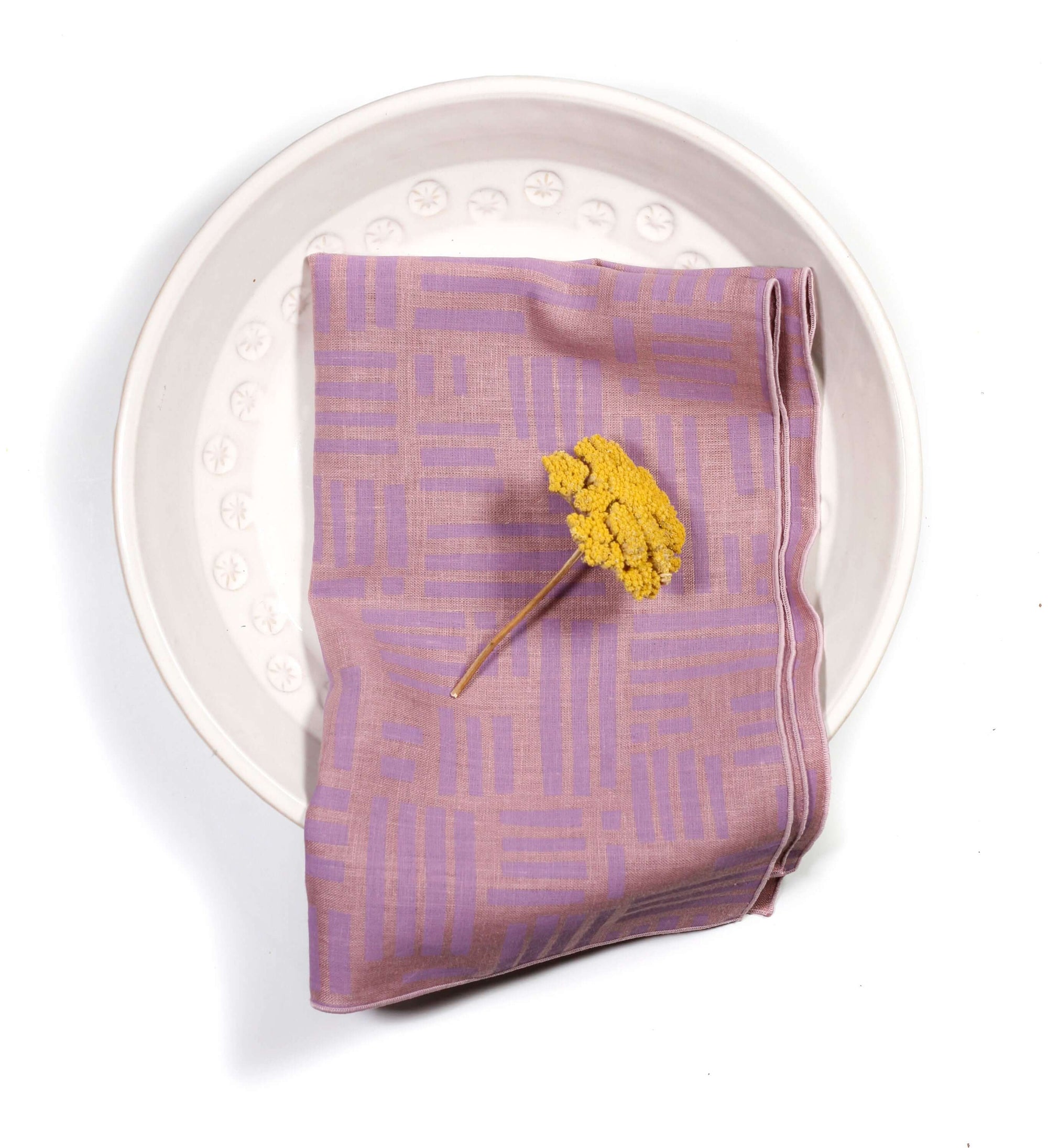 'Maze' 100% Linen Tea Towel in Amethyst