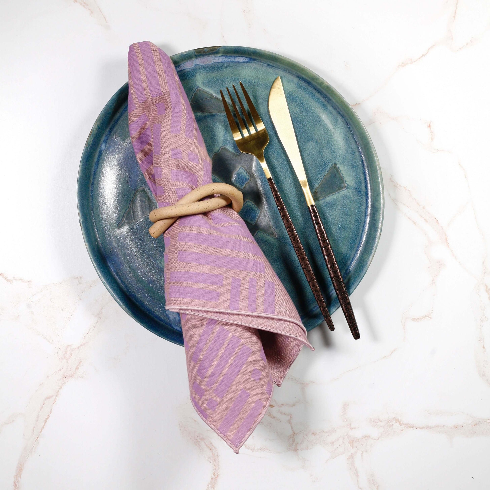 'Maze' Dinner Napkins in Amethyst - Set of 2