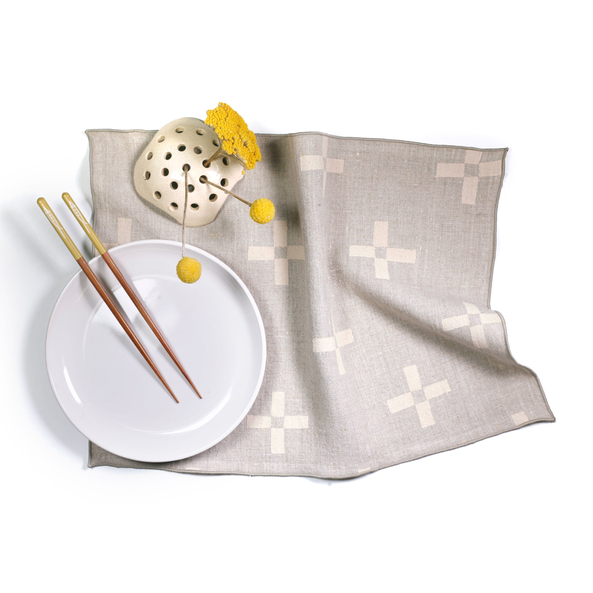 Bundle: 'Plus 2' Hand-Printed Linens, Place-setting for 2