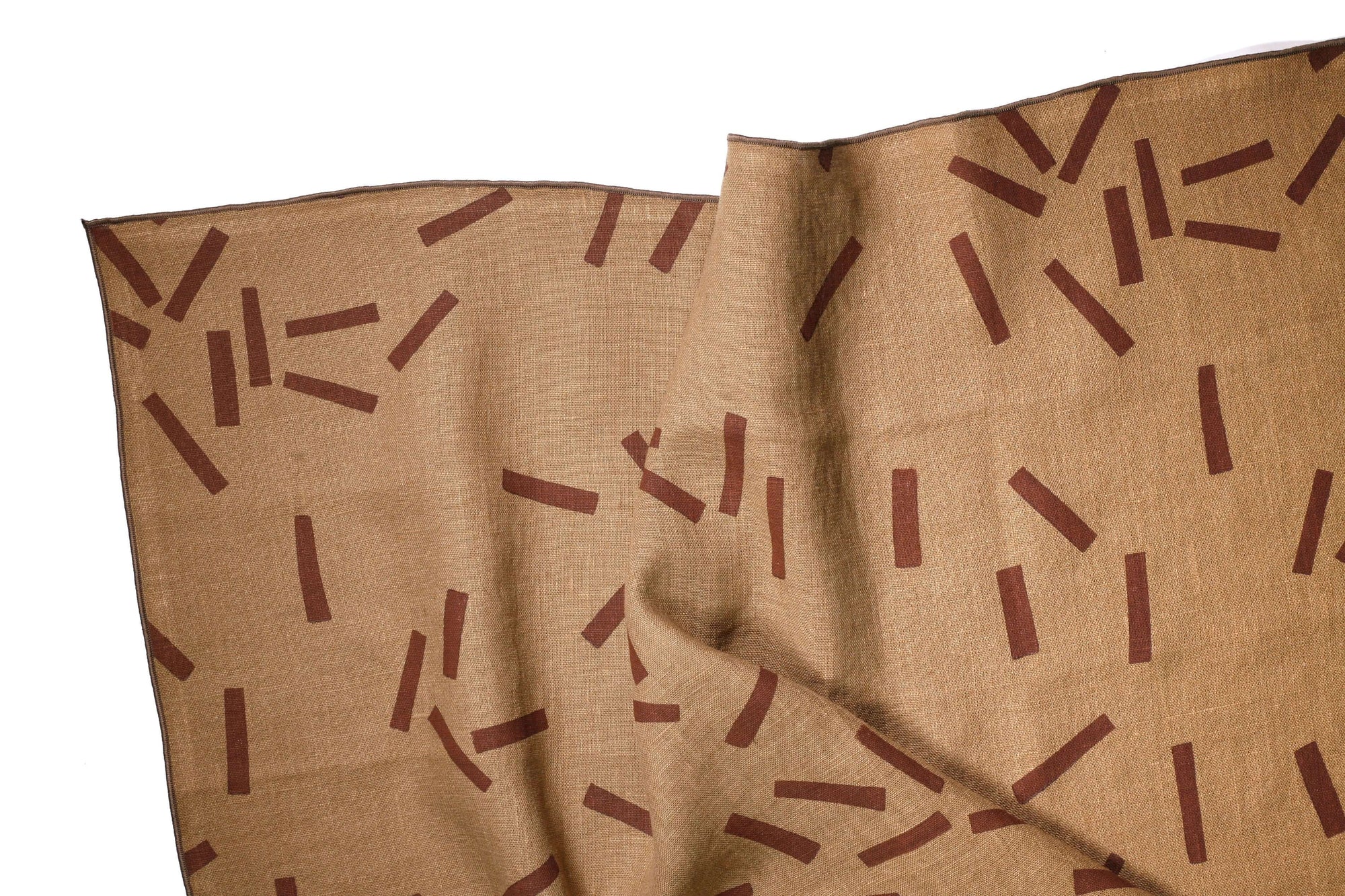 'Toss' Hand-Printed 100% Linen Tea Towel, Ginger colorway