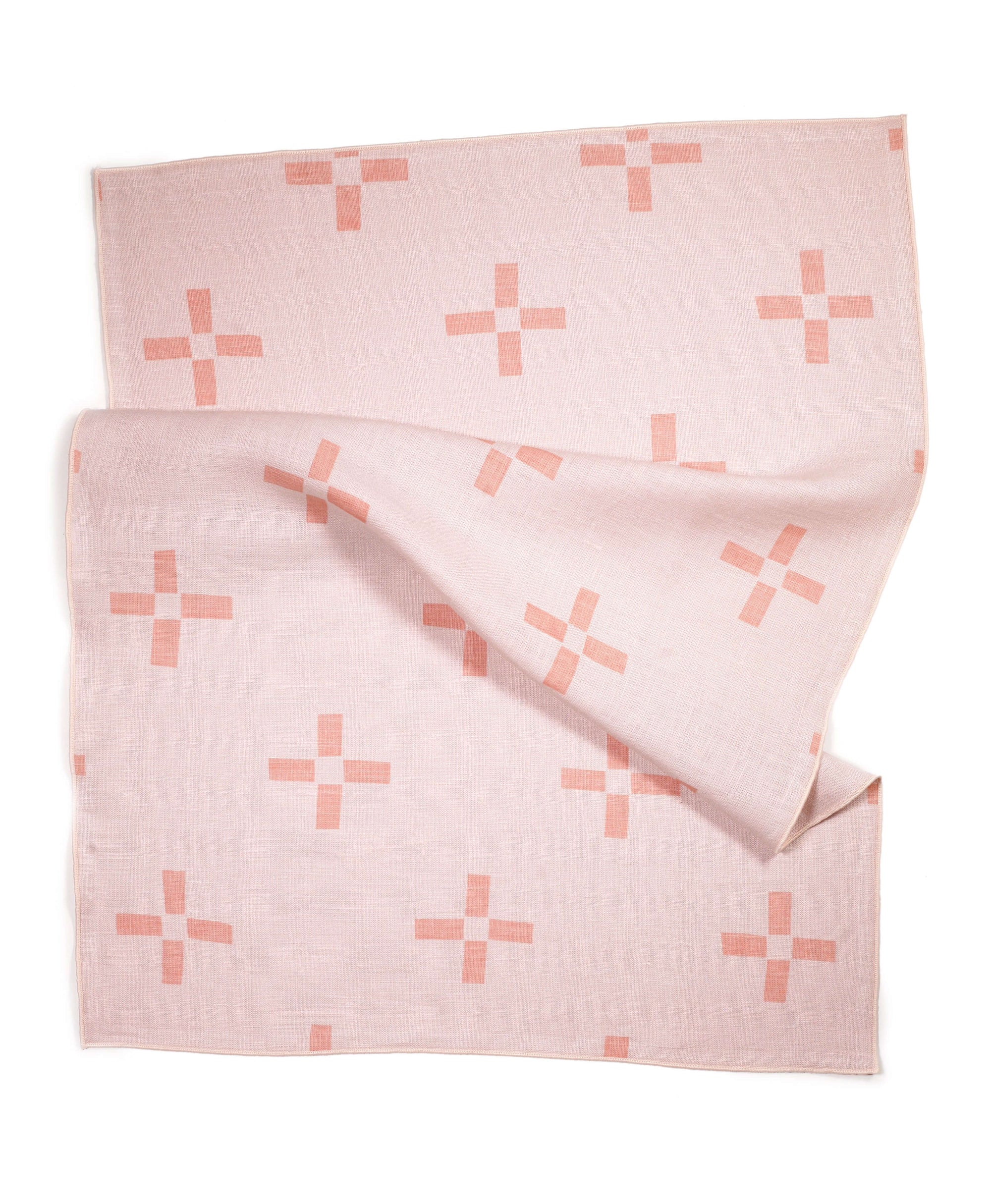 'Plus 2' in Melon Rose Hand-Printed 100% Linen Tea Towel