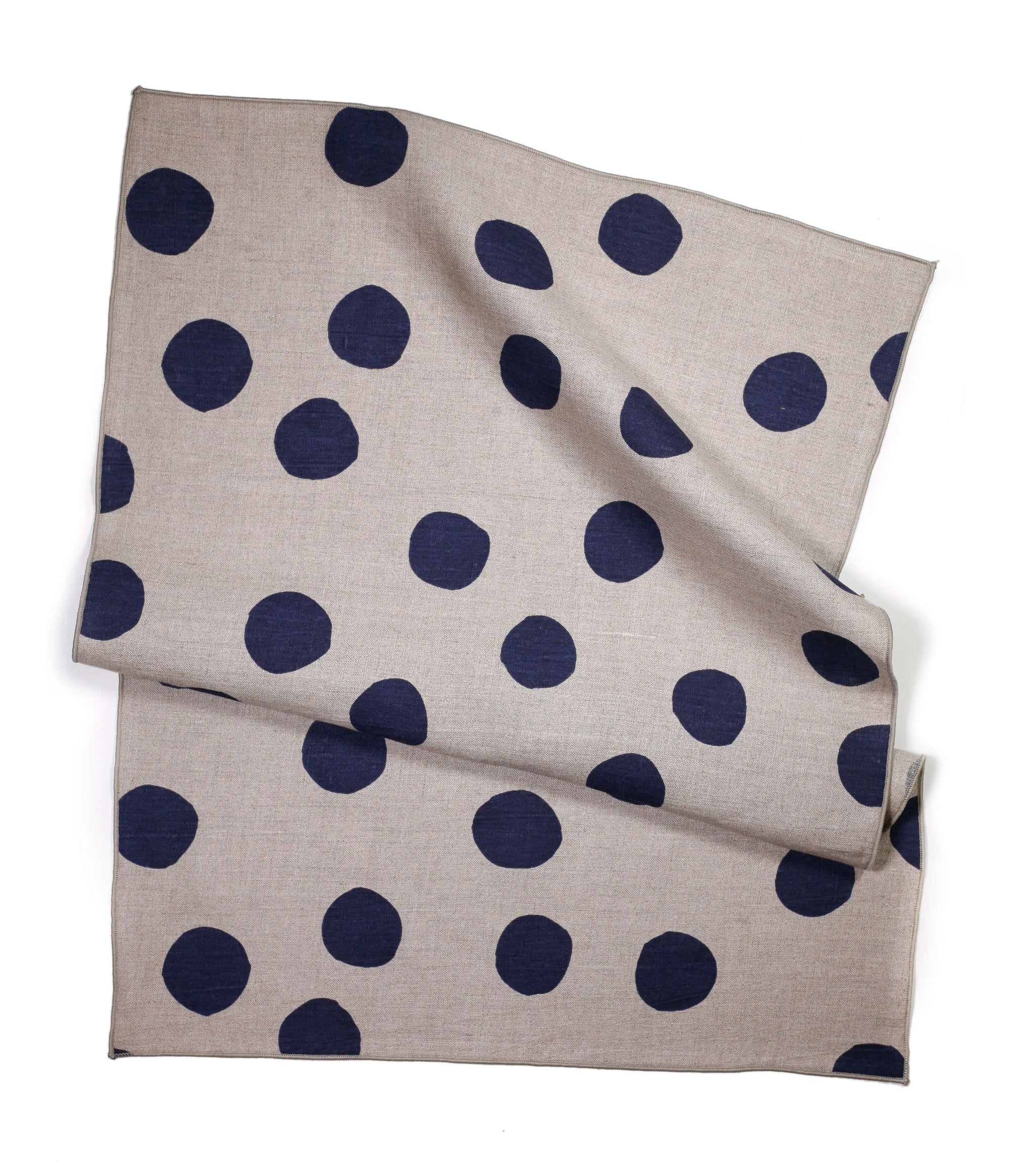 'Scatter' Hand-Printed 100% Linen Tea Towel in Indigo colorway