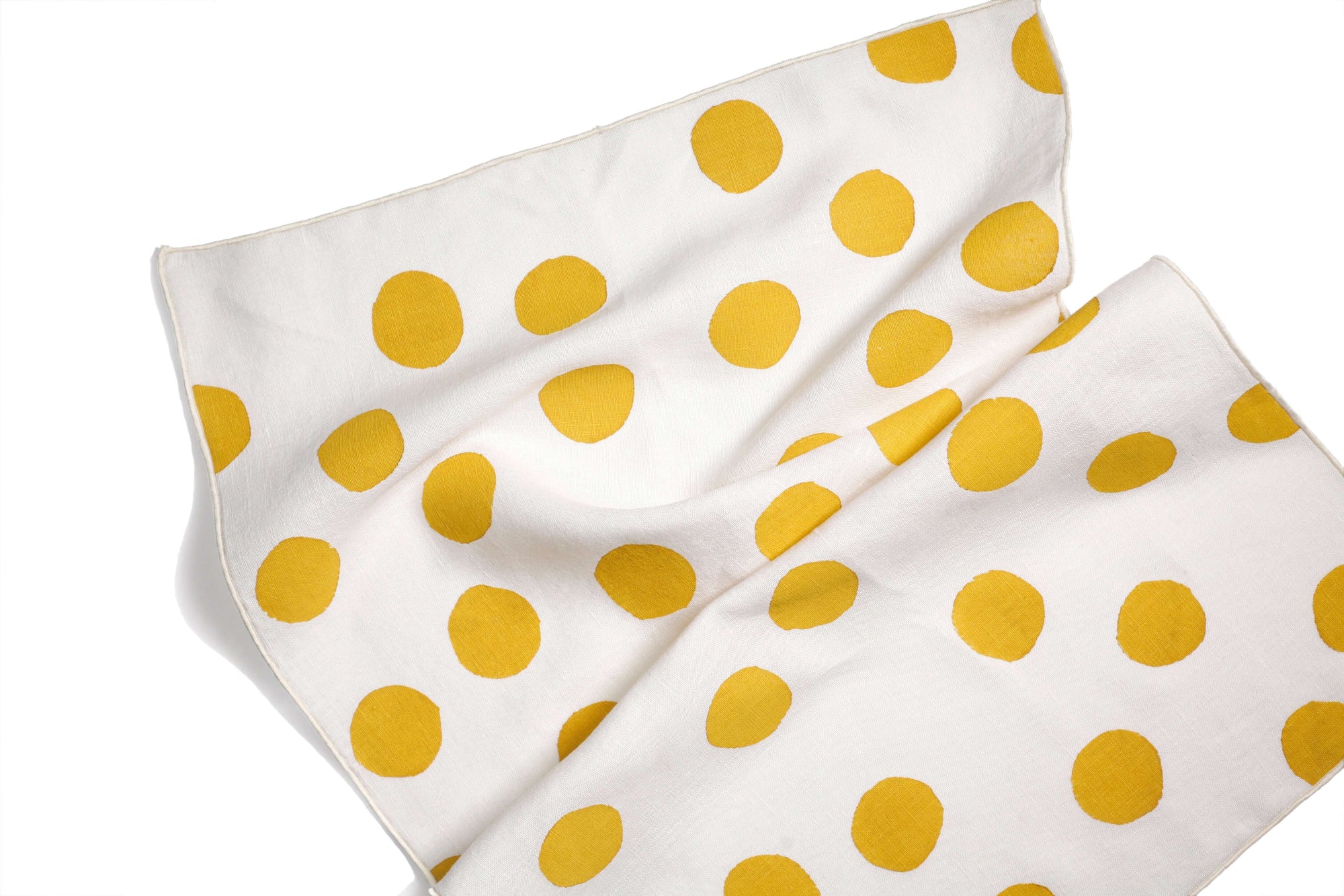 'Scatter' Hand-Printed 100% Linen Tea Towel in Sunshine colorway