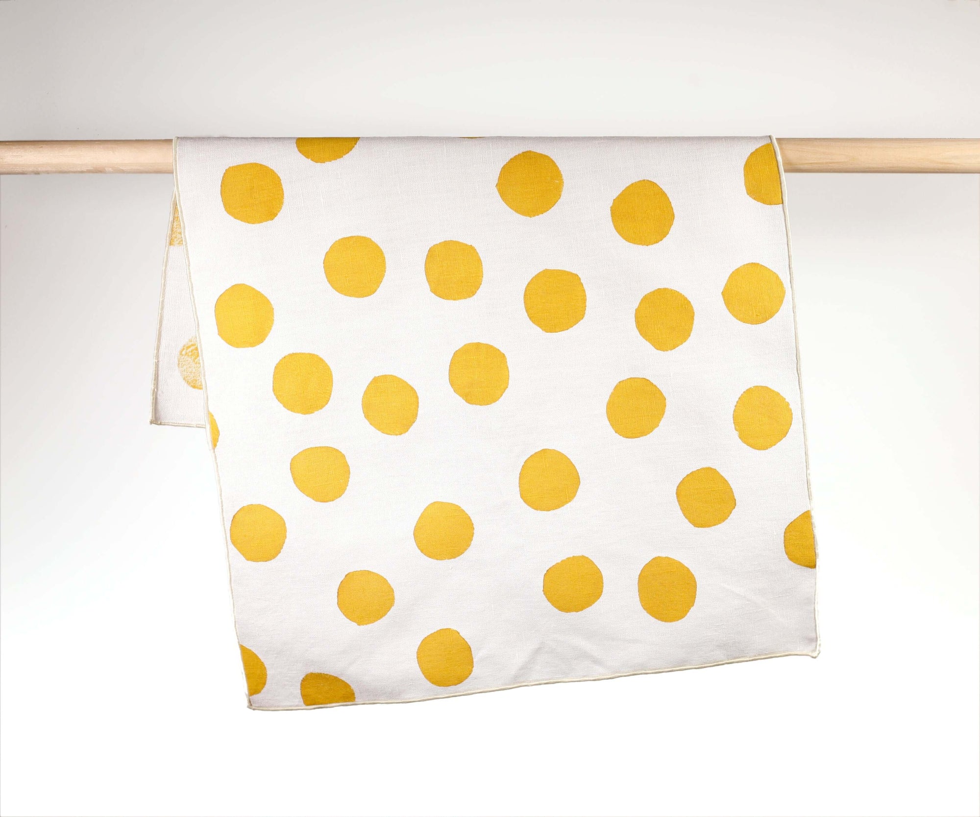 'Scatter' Hand-Printed 100% Linen Tea Towel in Sunshine colorway