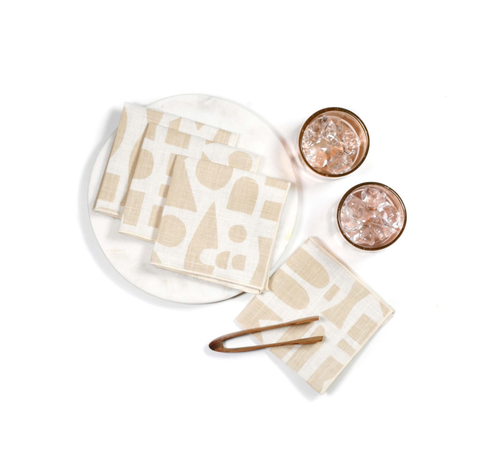 'Mixta' Cocktail Napkin Set in Sand - Set of 4