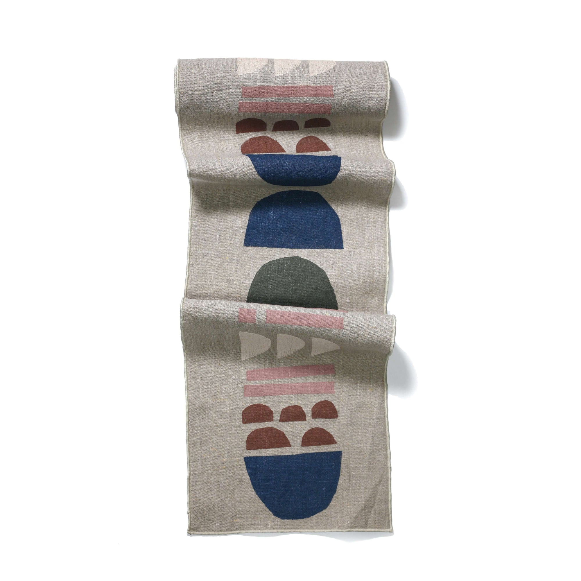 'Totem' Hand-printed, 100% Linen Table Runner