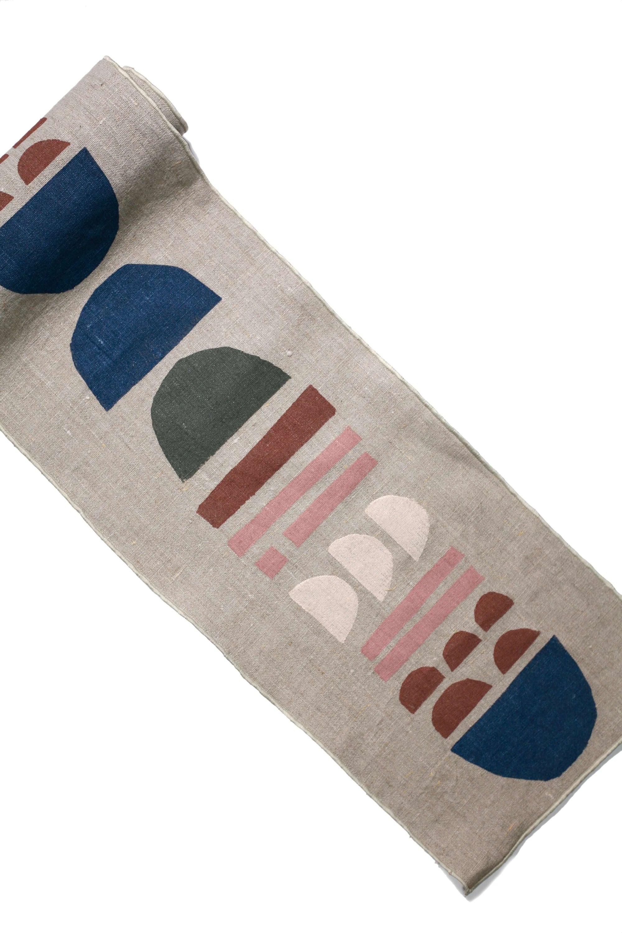 'Totem' Hand-printed, 100% Linen Table Runner