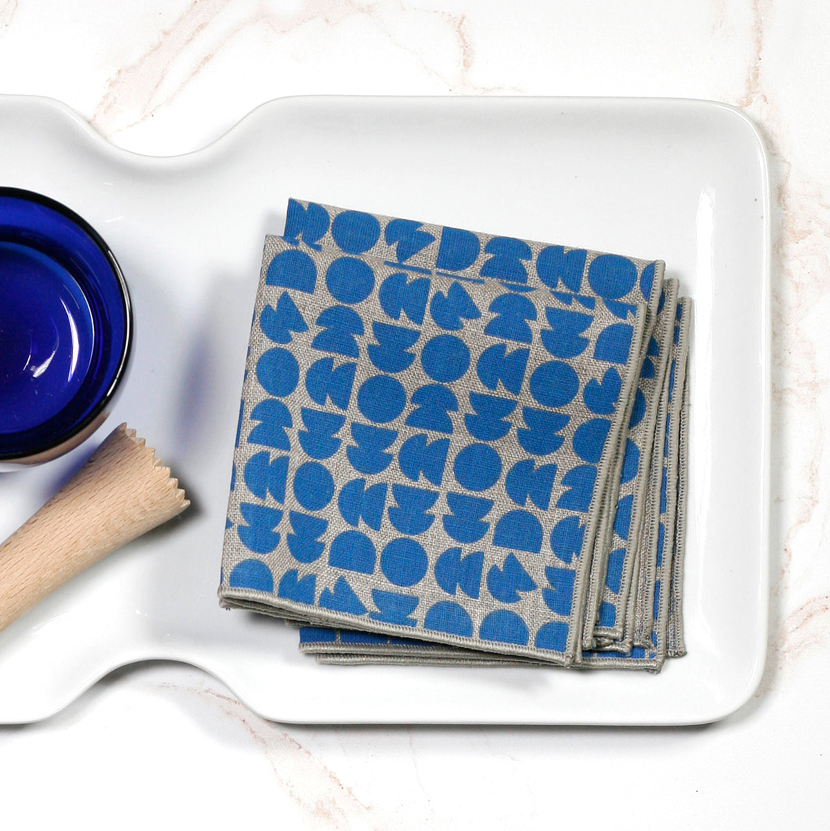 New Circle Study print - 100% Linen Cocktail Napkins, Set/4