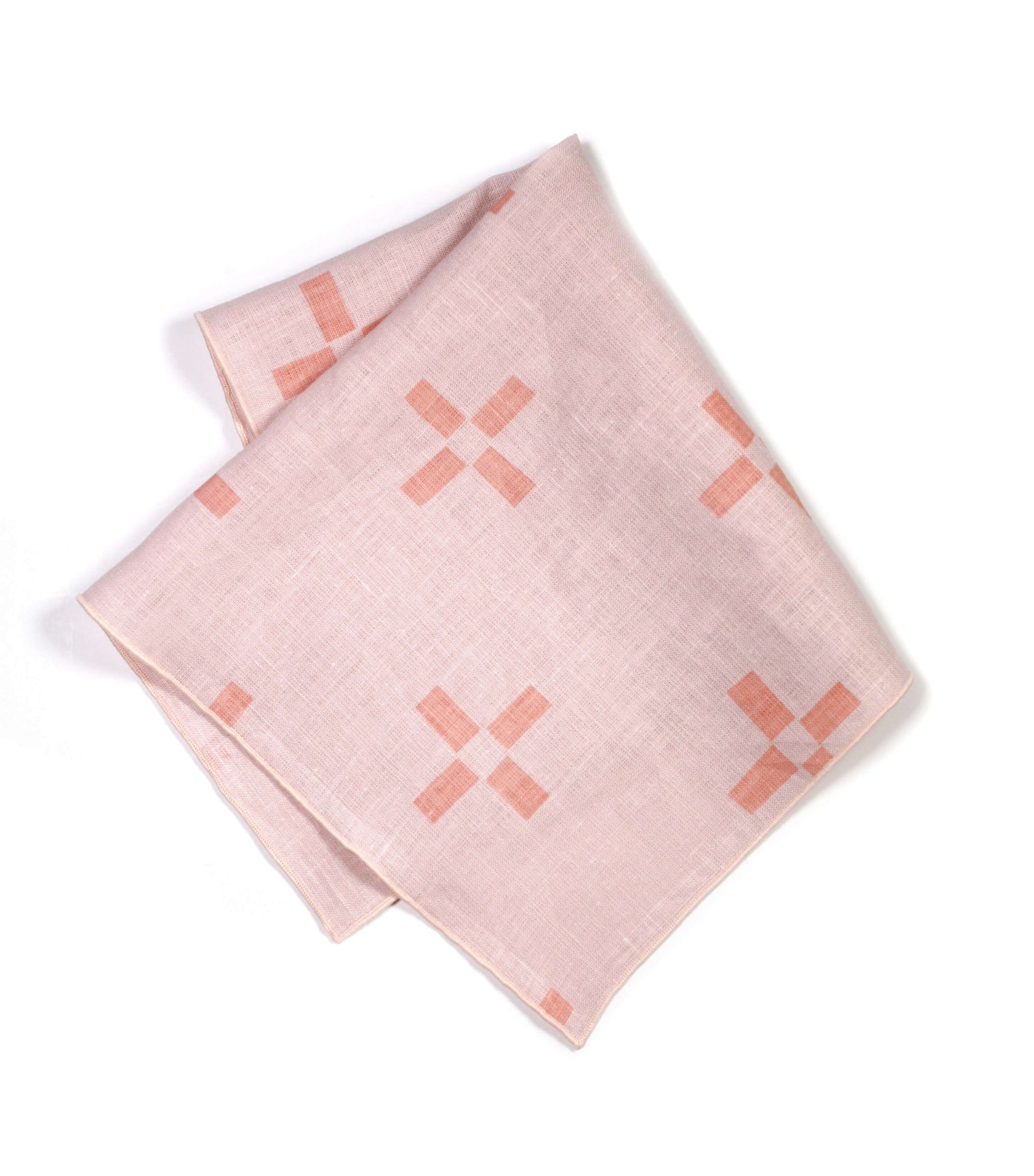'Plus 2' Hand-Printed Dinner Napkins in Melon Rose, Set of 2