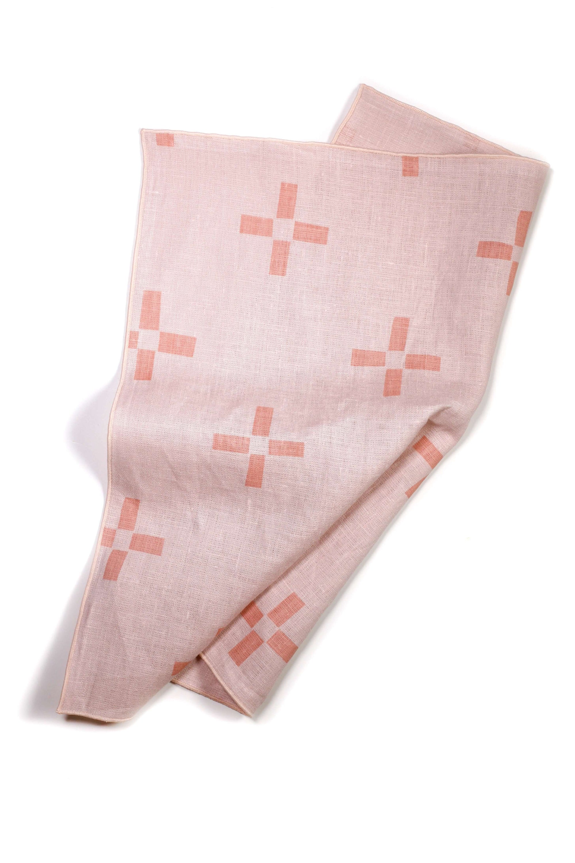 'Plus 2' Hand-Printed Dinner Napkins in Melon Rose, Set of 2
