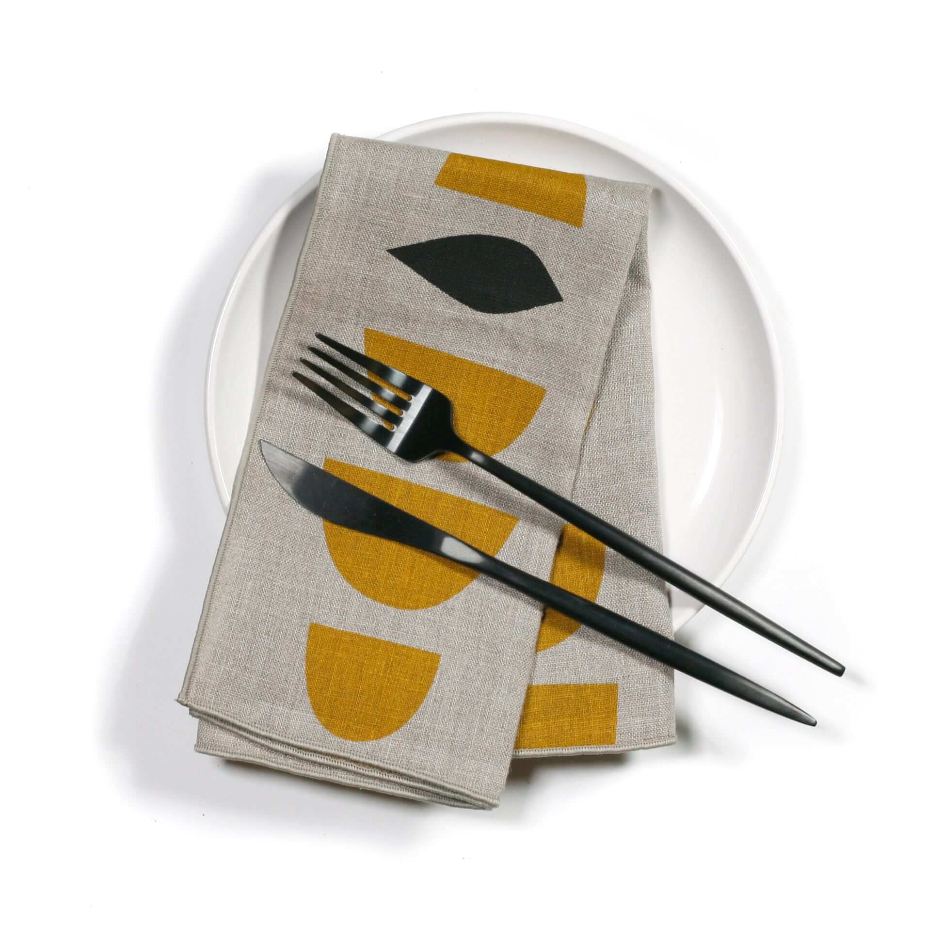 'Stacks' Cloth Dinner Napkins, Ochre - Set of 2