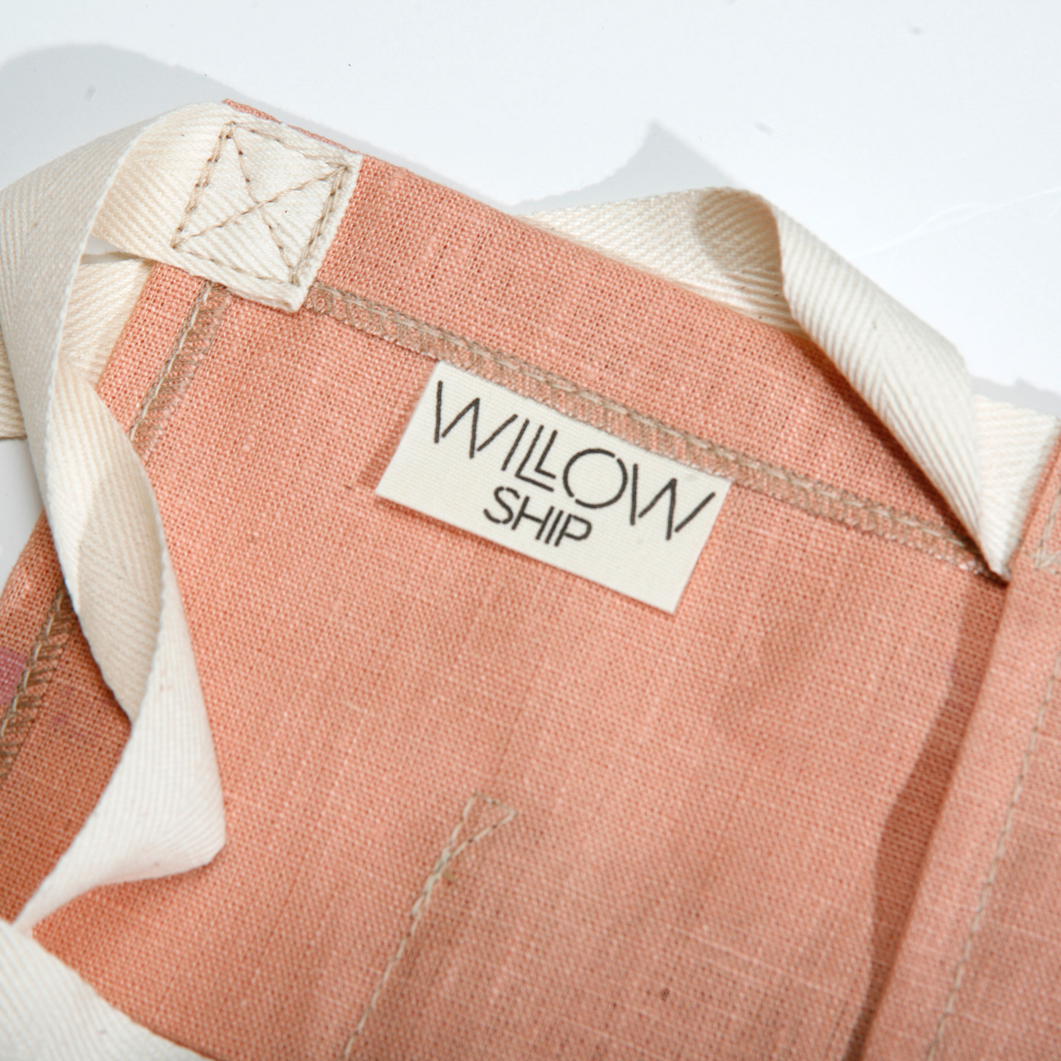 'Hana' Block Printed Linen Cafe Apron