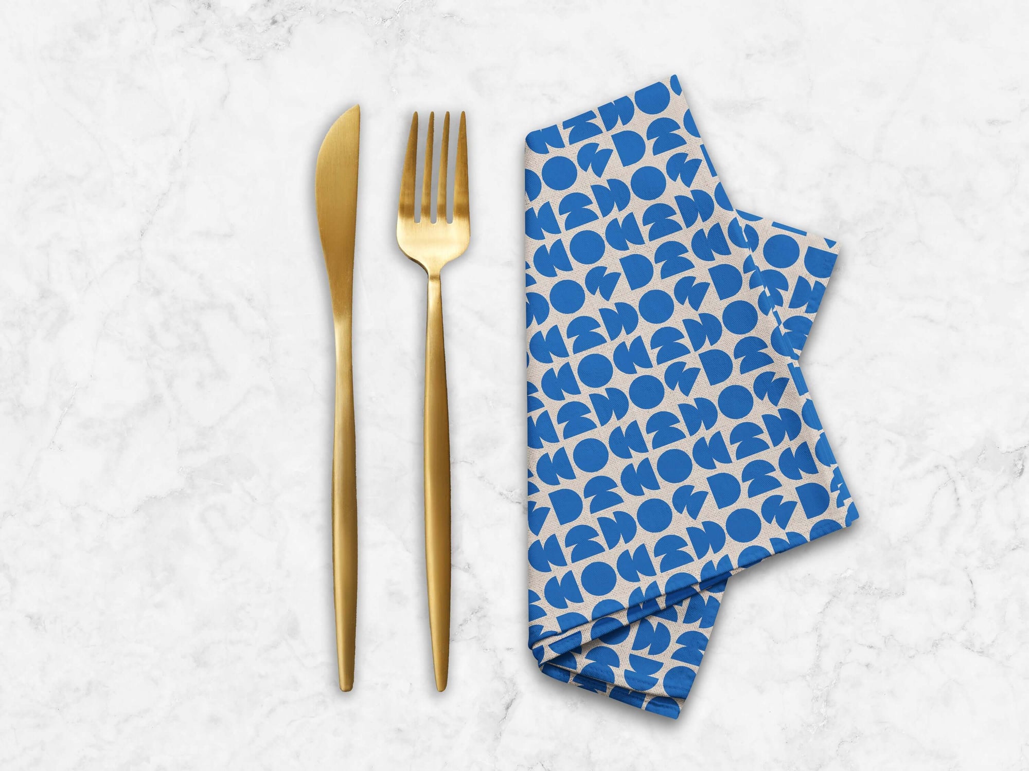 NEW Circle Study Print - 100% Linen Dinner Napkins, Set/2