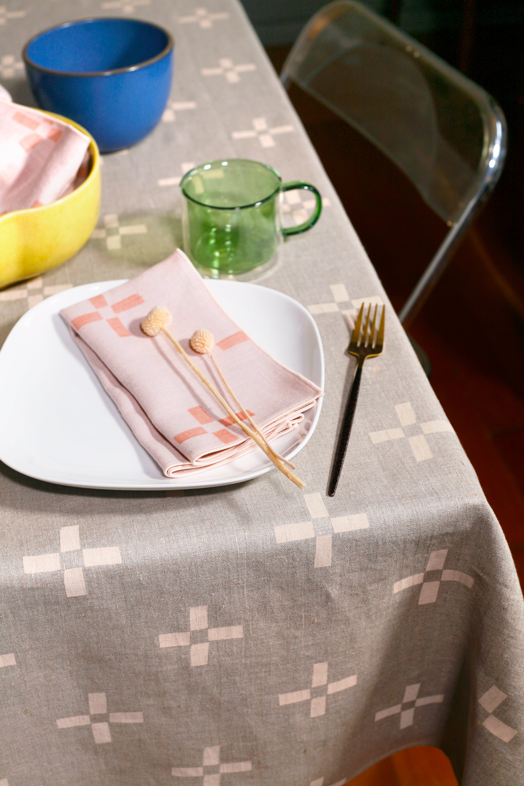 100% Linen Tablecloth - 'Plus 2' in Cream