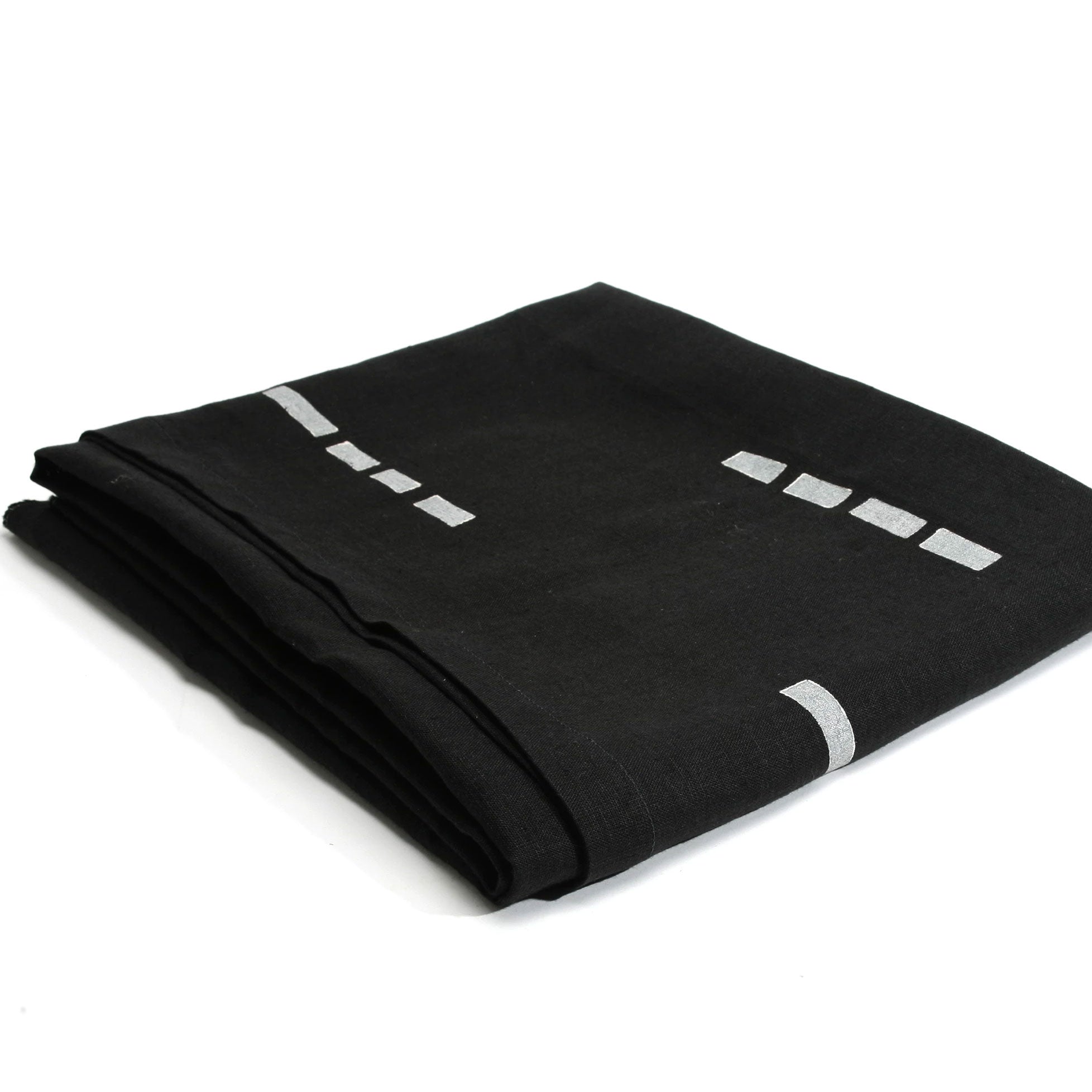 'Dash' Block Printed Linen Throw in Cream on Onyx colorway