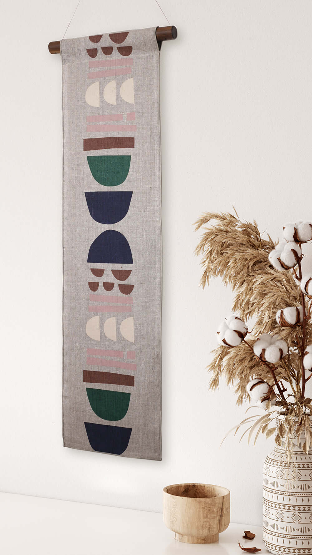 'Totem' Hand-printed Linen Wall Hanging