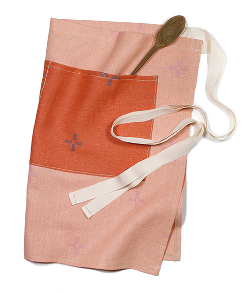 'Hana' Block Printed Linen Cafe Apron