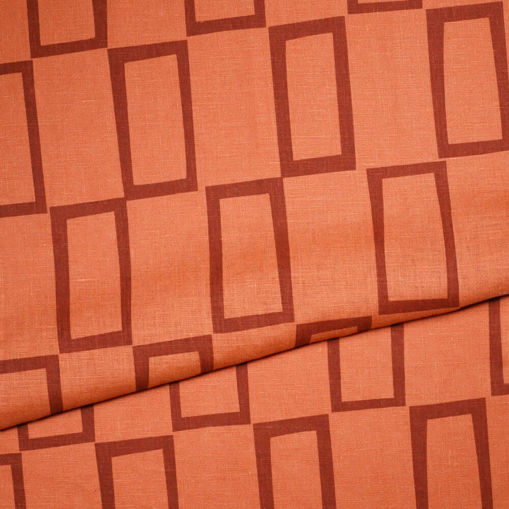 Windows in Salmon on 100% linen | Medium-Weight Fabric by the Yard