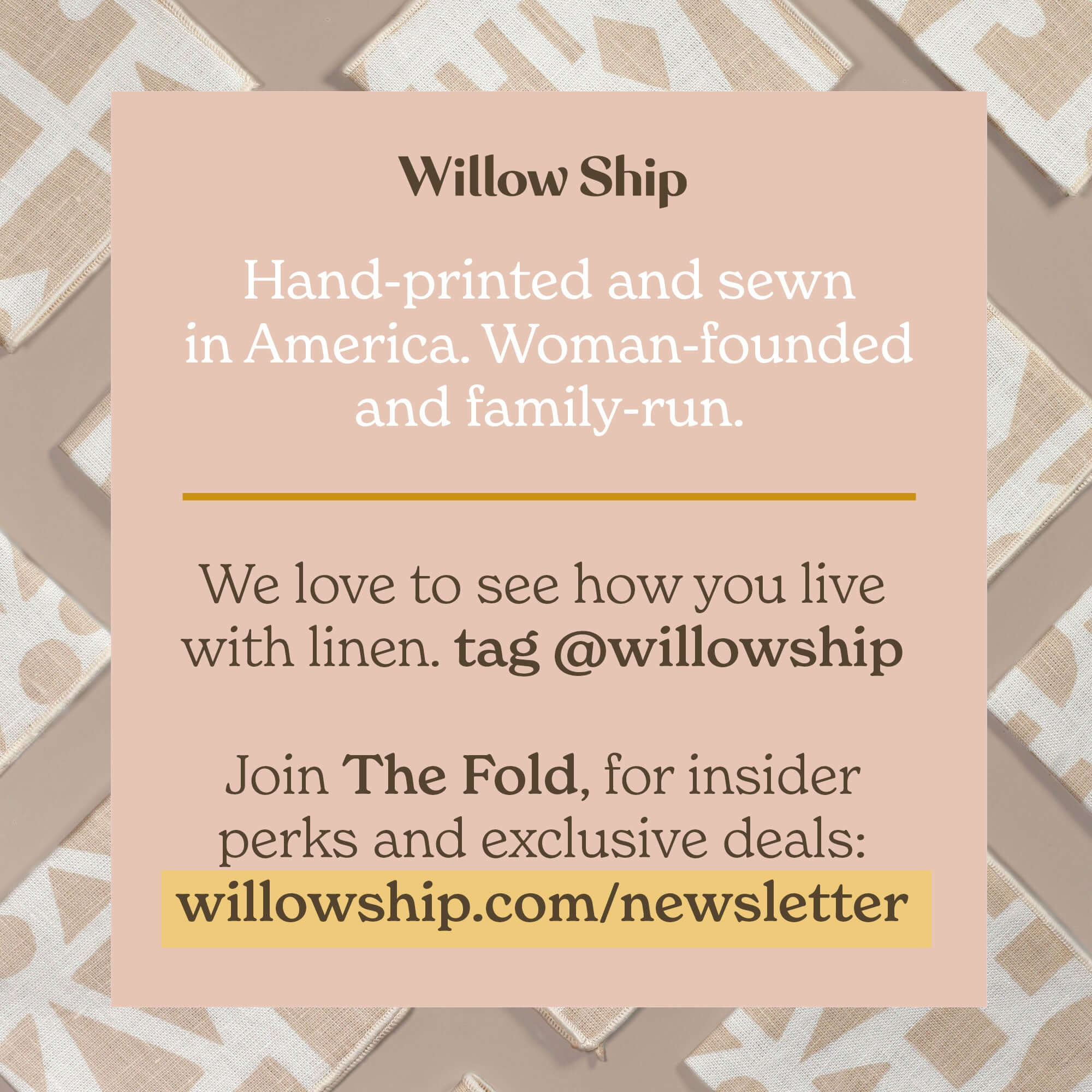 'Windows' Hand-Printed 100% Linen Tea Towel, Salmon colorway
