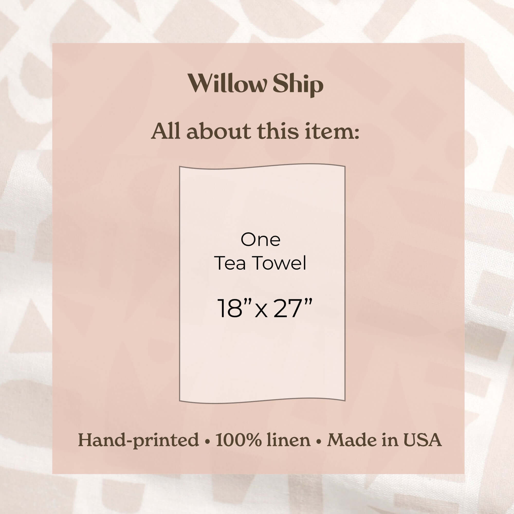 'Stacks' Hand-Printed Linen Tea Towel, Ochre colorway